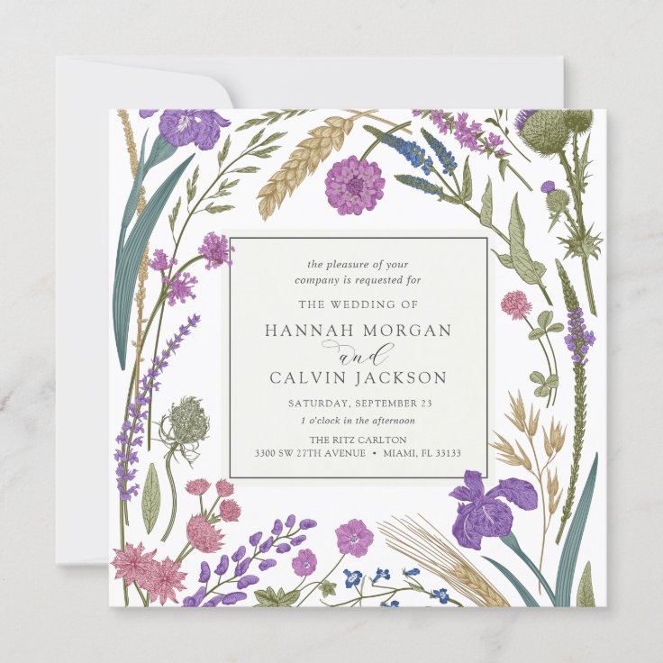 Boho Wildflower Wedding Invitation | Zazzle