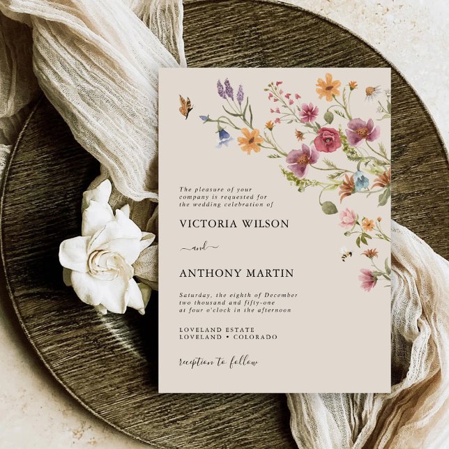 Boho Wildflower Wedding Invitation (Creator Uploaded)