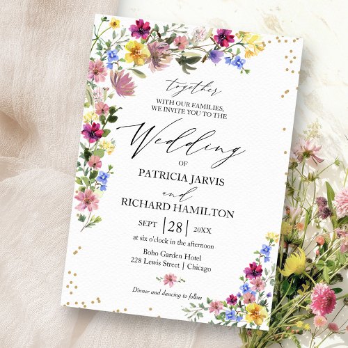 Boho Wildflower Wedding Invitation