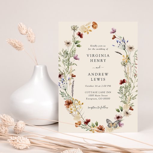 Boho Wildflower Wedding Invitation | Zazzle