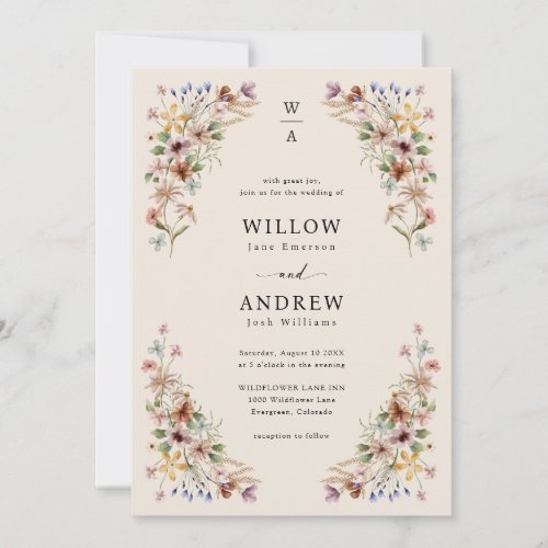 Boho Wildflower Wedding Invitation