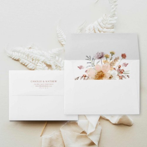Boho Wildflower Wedding Invitation Envelope