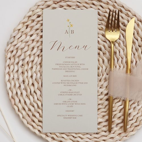 Boho Wildflower Wedding Menu