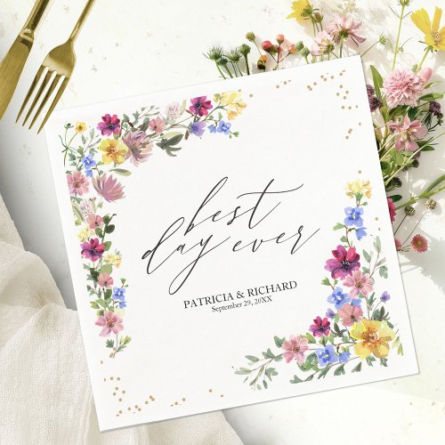 Boho Wildflower Wedding Napkins