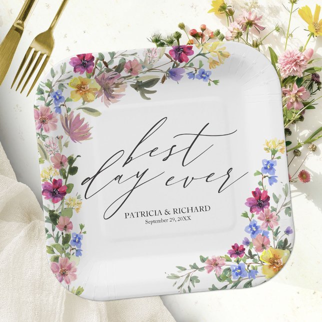 Boho Wildflower Wedding Paper Plates (Creator Uploaded)