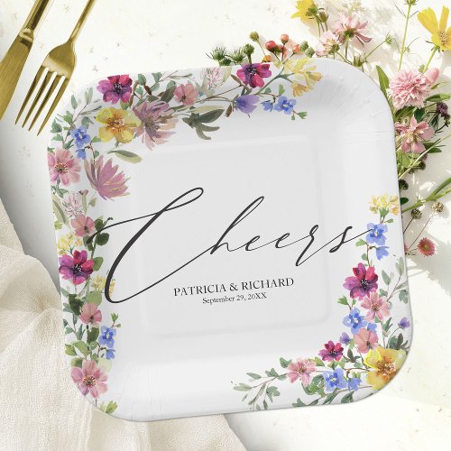 Boho Wildflower Wedding Paper Plates