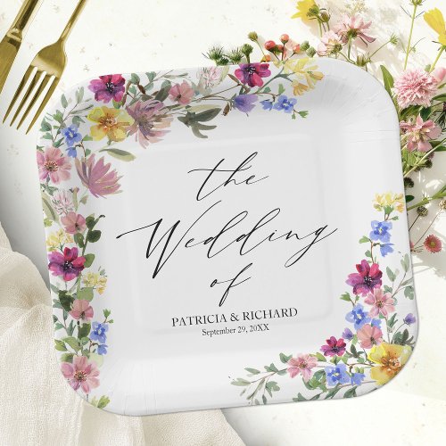 Boho Wildflower Wedding Paper Plates