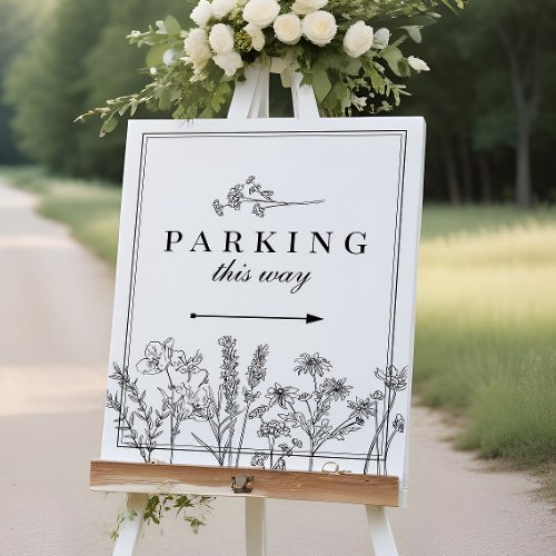 Boho Wildflower Wedding Parking Direction Sign