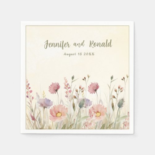 Boho Wildflower Wedding Personalized Paper Napkin