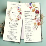 Boho Wildflower Wedding Program<br><div class="desc">This elegant wedding program serves as a unique and functional keepsake for guests, combining the beauty of a traditional program with the practicality of a fan. Crafted from high-quality materials, it features a delicate design that complements the wedding theme while providing comfort on warm days. Each fan is printed with...</div>