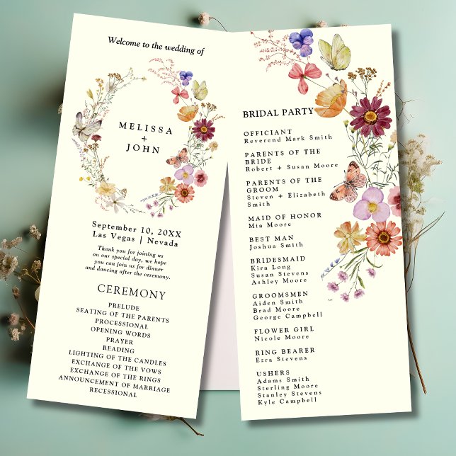 Boho Wildflower Wedding Program  (Creator Uploaded)