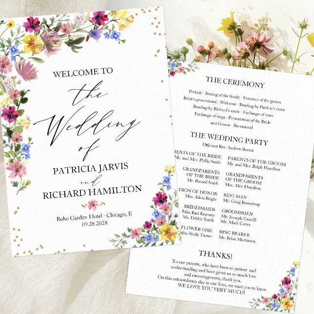 Boho Wildflower Wedding Program (Creator Uploaded)