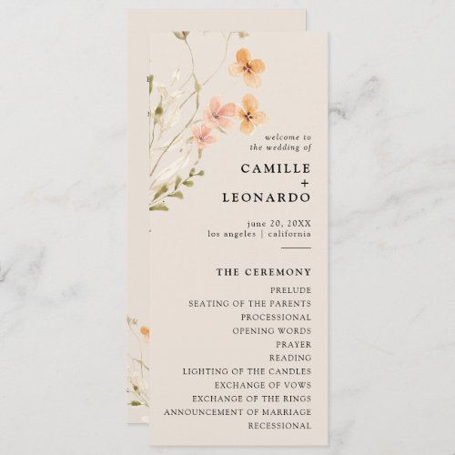 Boho Wildflower Wedding Program 