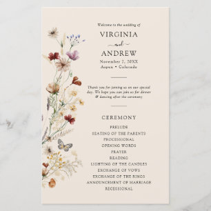 Boho Wildflower Wedding Program