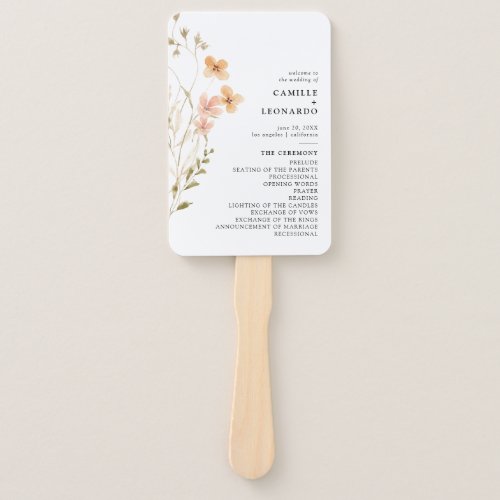 Boho Wildflower Wedding Program Hand Fan