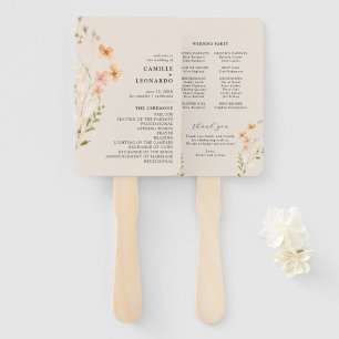 Boho Wildflower Wedding Program Hand Fan
