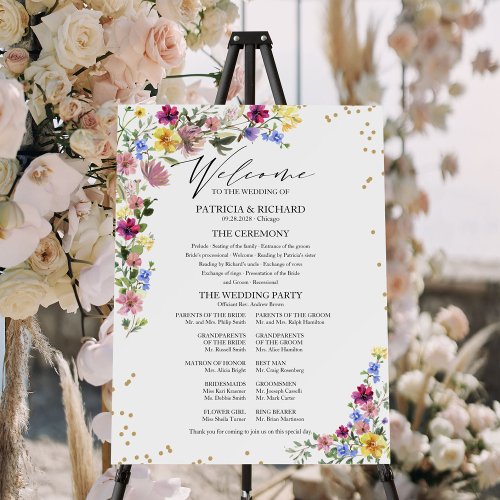 Boho Wildflower Wedding Program Sign