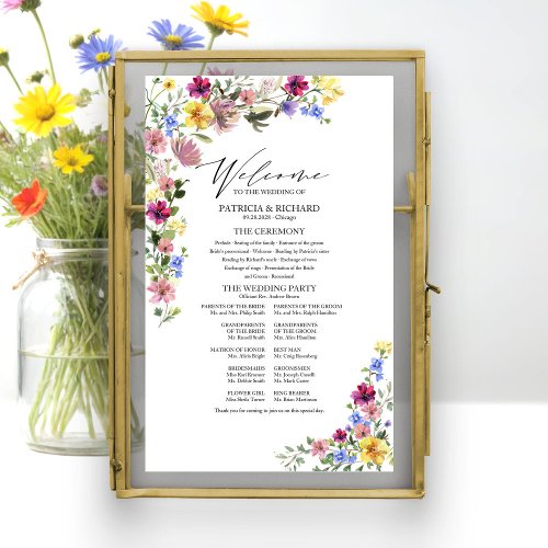 Boho Wildflower Wedding Program Sign