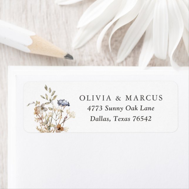 Boho Wildflower Wedding Return Address Label (Insitu)