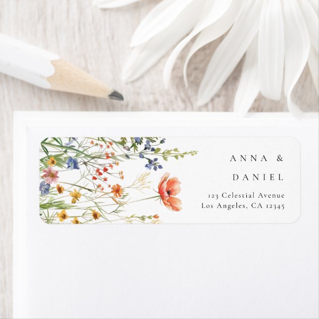 Boho Wildflower Wedding Return Address Label (Insitu)
