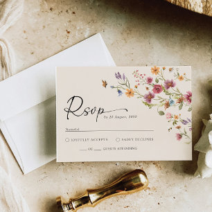 Boho Wildflower Wedding RSVP Card