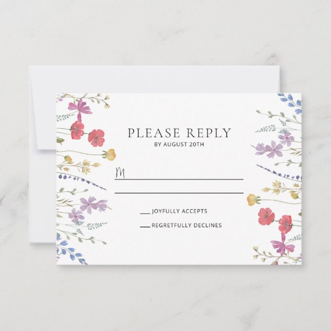 Boho Wildflower Wedding RSVP Postcard (Front)
