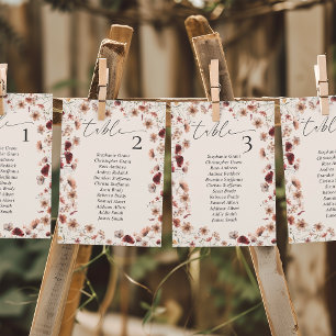 Boho Wildflower Wedding Seating Chart Sign Cards