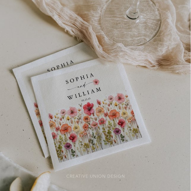 Boho Wildflower Wedding Table Decor Napkins (Wildflower Wedding Napkins)