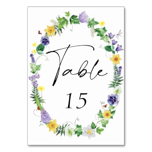 Boho Wildflower Wedding  Table Number