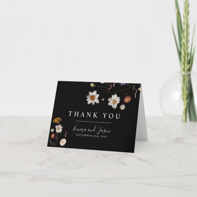 Boho Wildflower Wedding Thank You Card (Front)