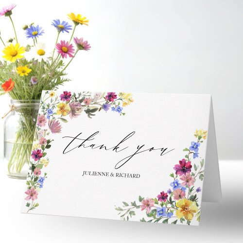 Boho Wildflower Wedding Thank You Card