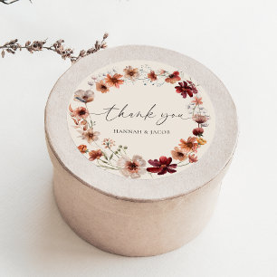 Boho Wildflower Wedding Thank You Favor Classic Round Sticker