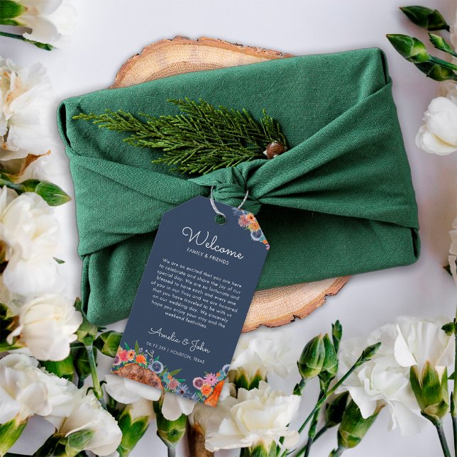 Boho Wildflower Wedding Welcome Gift Bag Basket Tags (Creator Uploaded)