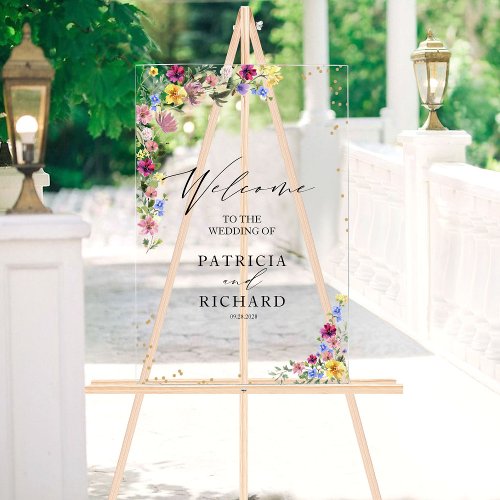 Boho Wildflower Wedding Welcome Sign