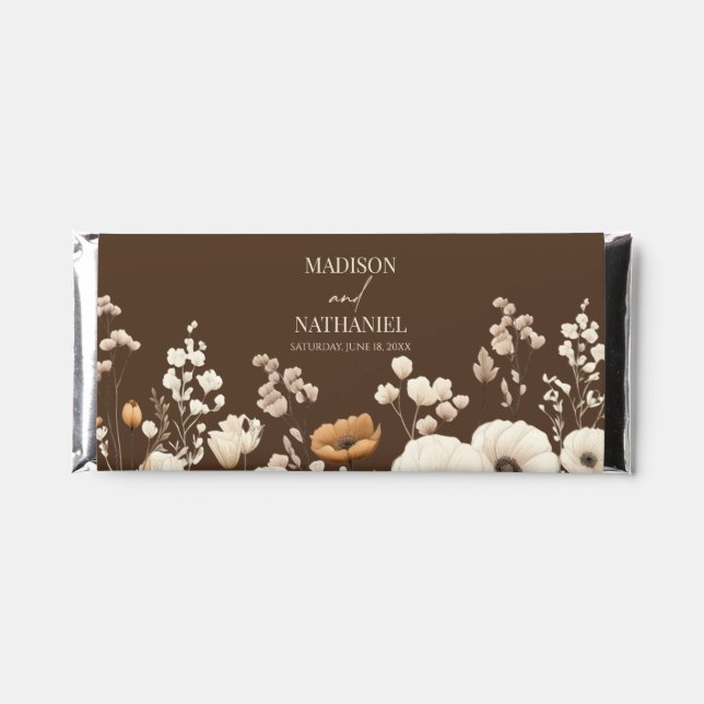 Boho Wildflower Wild Flower Floral Garden Wedding Hershey Bar Favors (Front)