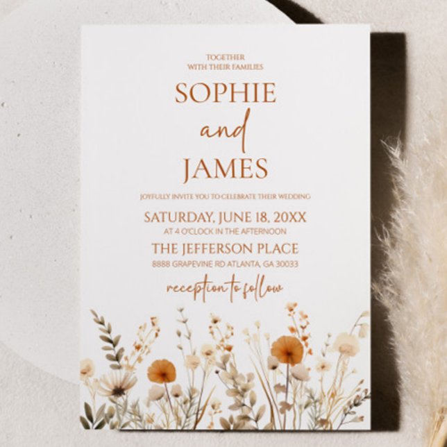 Boho Wildflower Wild Flower Floral Garden Wedding Invitation (Creator Uploaded)