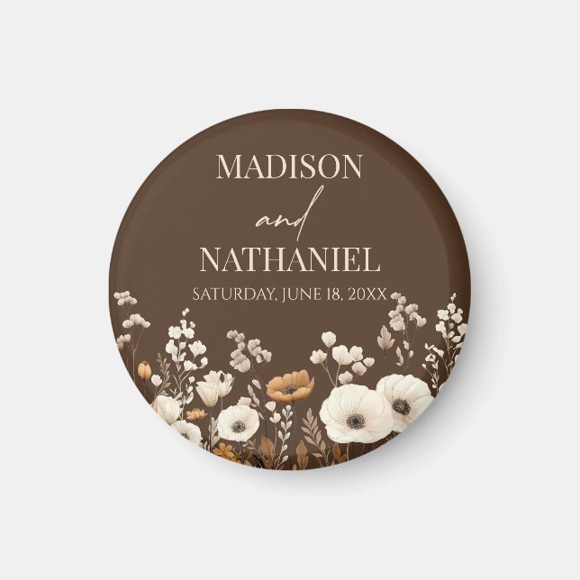 Boho Wildflower Wild Flower Floral Garden Wedding Magnet (Front)