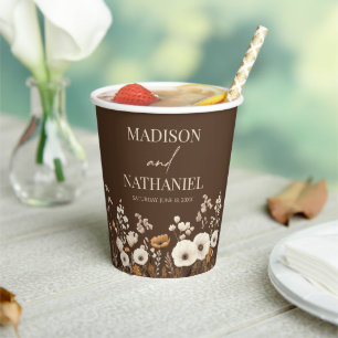 Boho Wildflower Wild Flower Floral Garden Wedding Paper Cups