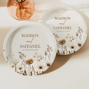 Boho Wildflower Wild Flower Floral Garden Wedding Paper Plates