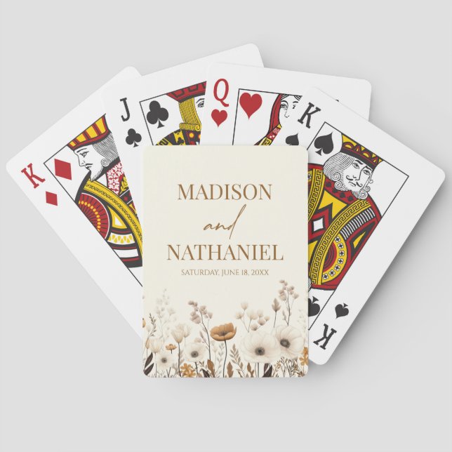 Boho Wildflower Wild Flower Floral Garden Wedding Poker Cards (Back)
