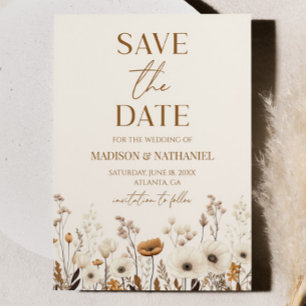 Boho Wildflower Wild Flower Floral Garden Wedding Save The Date