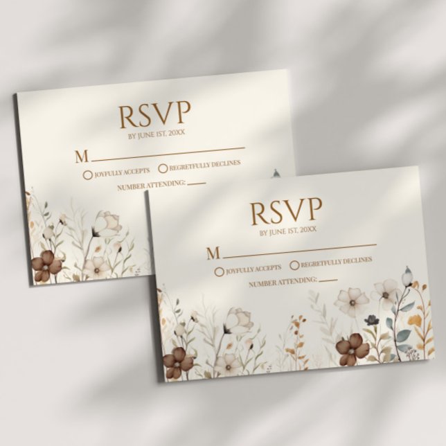 Boho Wildflower Wild Flower Floral Wedding RSVP Card (Creator Uploaded)