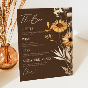 Boho Wildflower Wild Flower Wedding Bar Sign