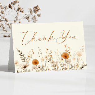 Boho Wildflower Wild Flowers Floral Baby Shower Letterpress Thank You Card