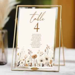 Boho Wildflower Wild Flowers Floral Garden Wedding Table Number