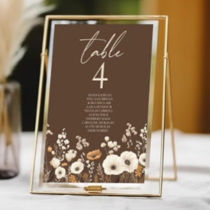 Boho Wildflower Wild Flowers Floral Garden Wedding Table Number