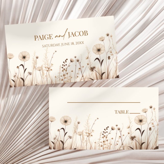 Boho Wildflower Wild Flowers Floral Wedding  Place Card (Creator Uploaded)