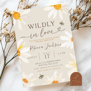 Boho Wildflower Wildly in Love Bridal Shower Invitation