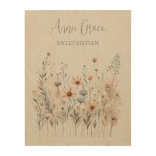 Boho Wildflower Wood Wall Art