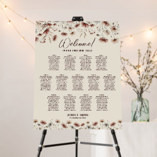 Boho Wildflowers 13 Table Wedding Seating Chart Foam Board